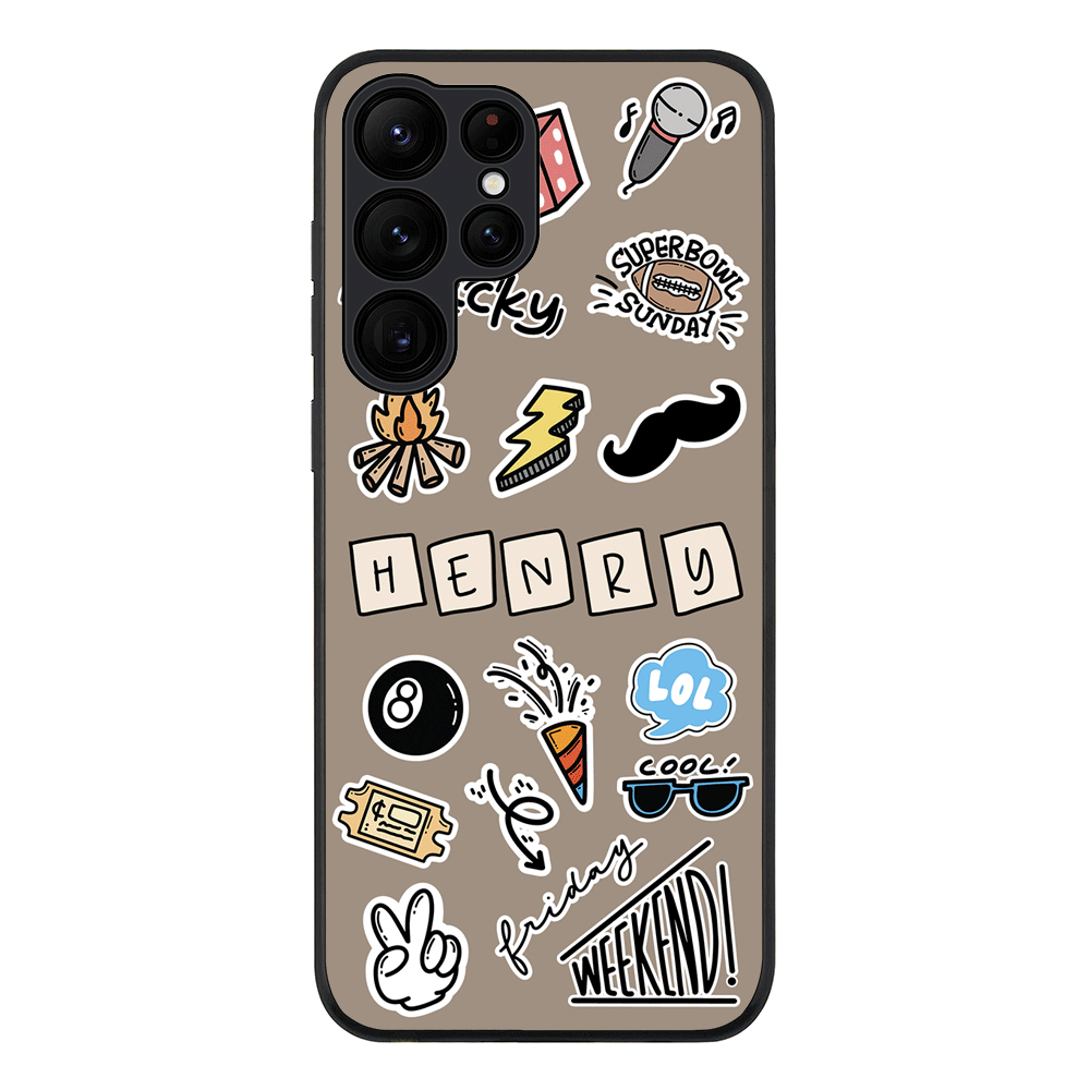 Samsung Galaxy S22 Ultra / Rugged Black Personalized Name Lucky Guy Sticker, Phone Case - Samsung S Series - Stylizedd.com