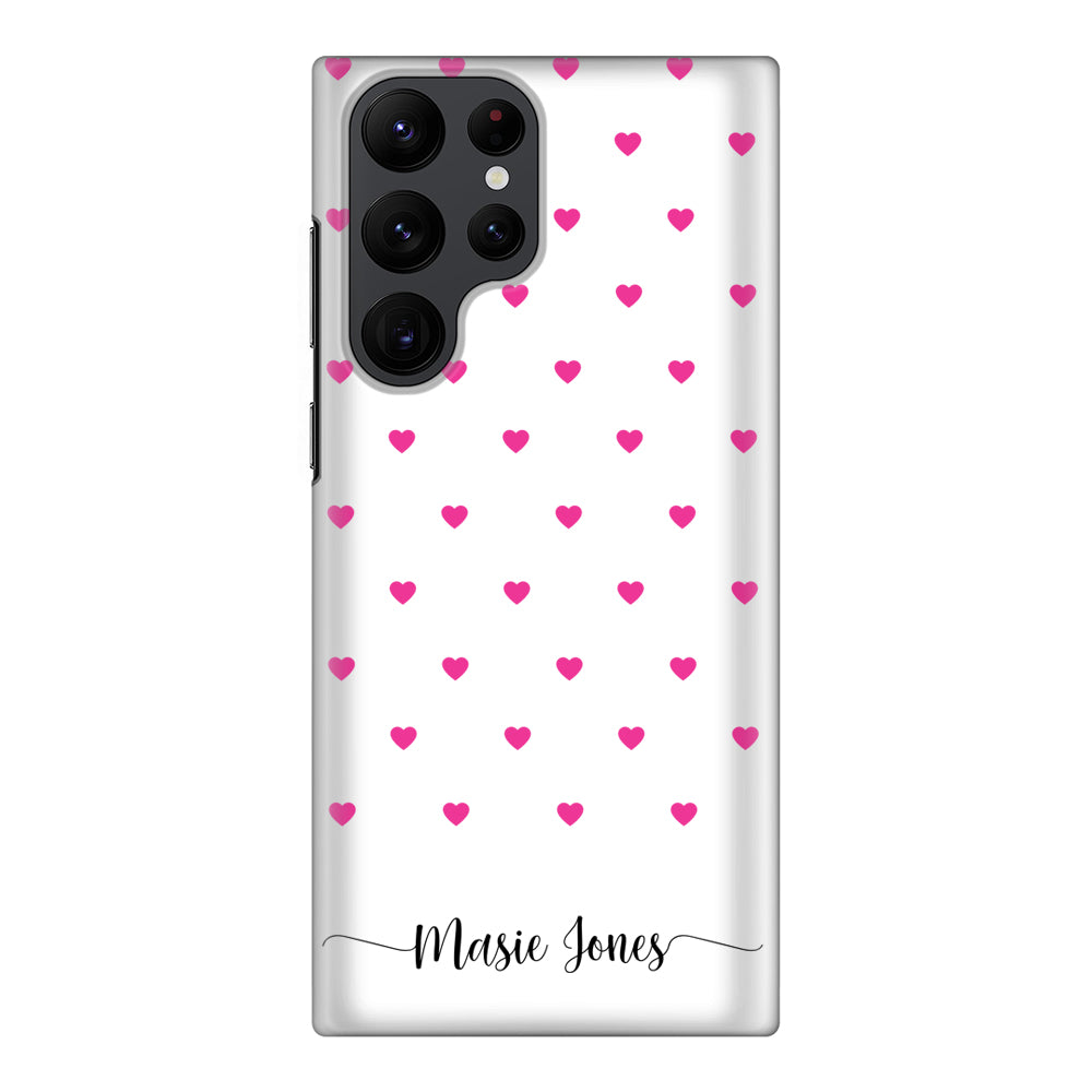 Samsung Galaxy S22 Ultra / Snap Classic Heart Pattern Custom Text, My Name Phone Case - Samsung S Series - Stylizedd.com