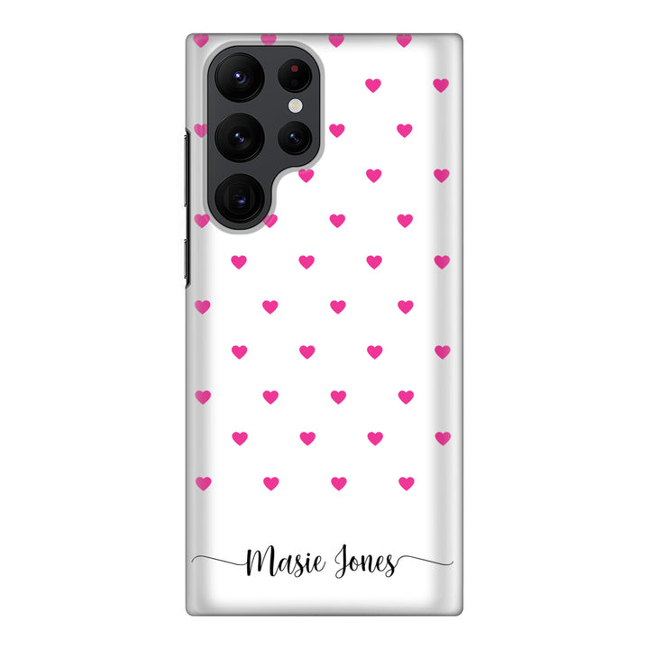 Samsung Galaxy S22 Ultra / Snap Classic Heart Pattern Custom Text, My Name Phone Case - Samsung S Series - Stylizedd.com