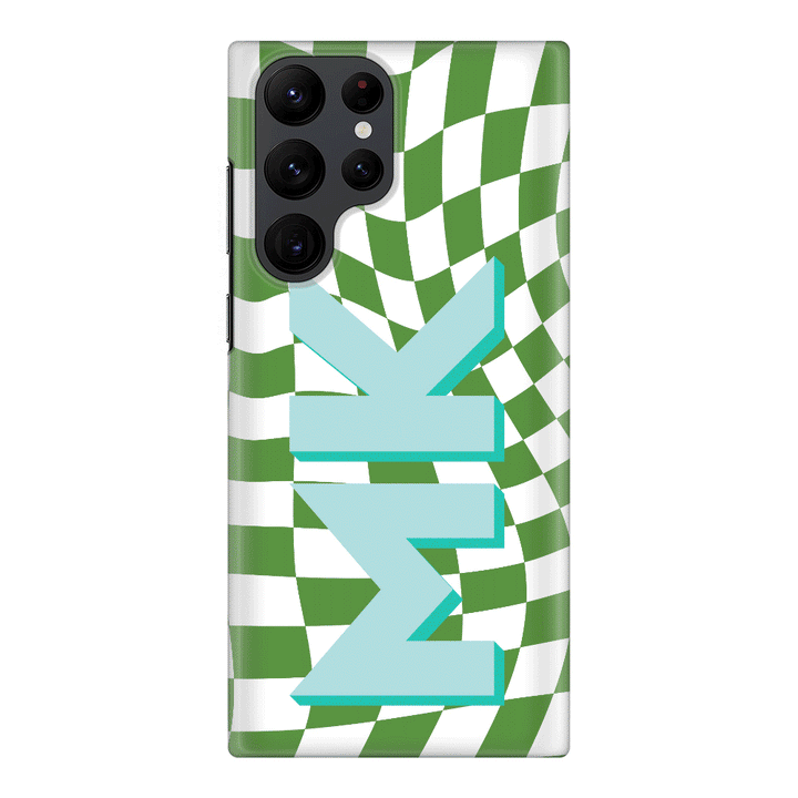 Samsung Galaxy S22 Ultra / Snap Classic Custom Monogram Initial Wavy Checkerboard, Phone Case - Samsung S Series - Stylizedd.com