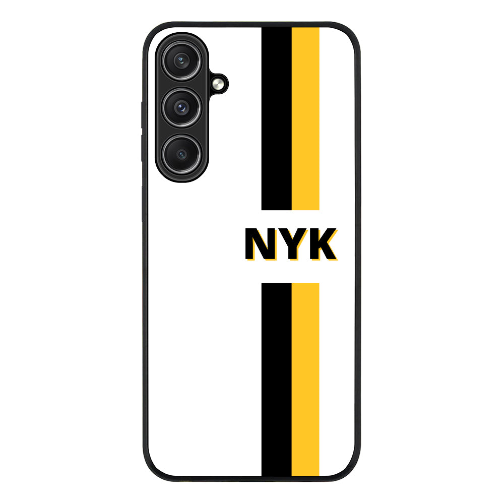 Samsung Galaxy S23 FE / Rugged Black Custom Striped Monogram Phone Case - Samsung S Series - Stylizedd.com