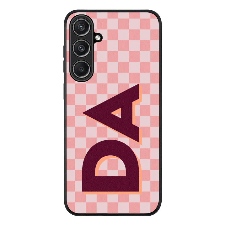 Samsung Galaxy S23 FE / Rugged Black Custom Monogram Initial Small Checkerboard, Phone Case - Samsung S Series - Stylizedd.com