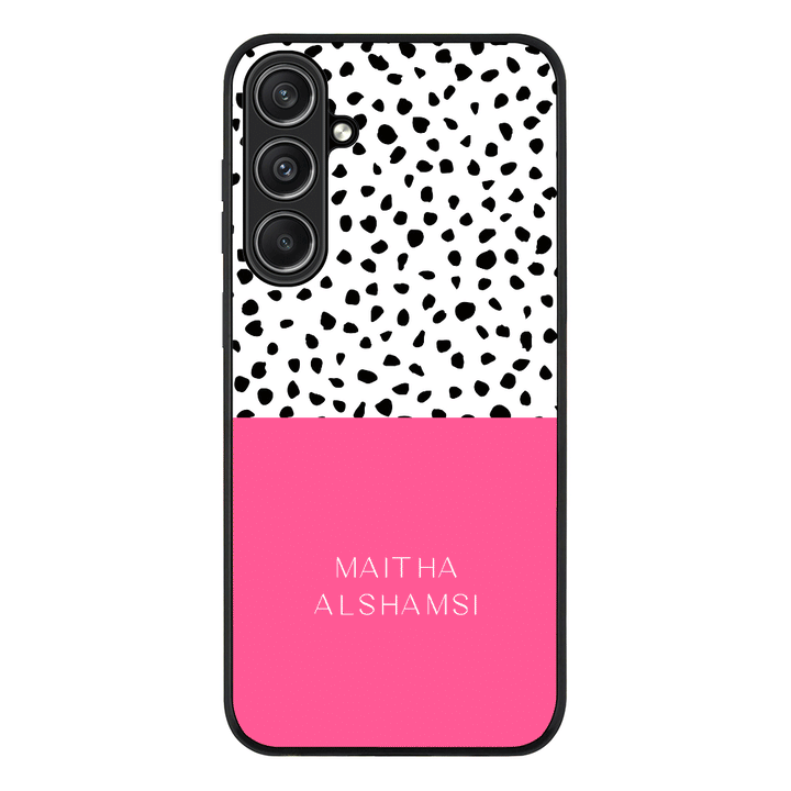 Samsung Galaxy S23 FE / Rugged Black Personalized Text Colorful Spotted Dotted, Phone Case - Samsung S Series - Stylizedd.com