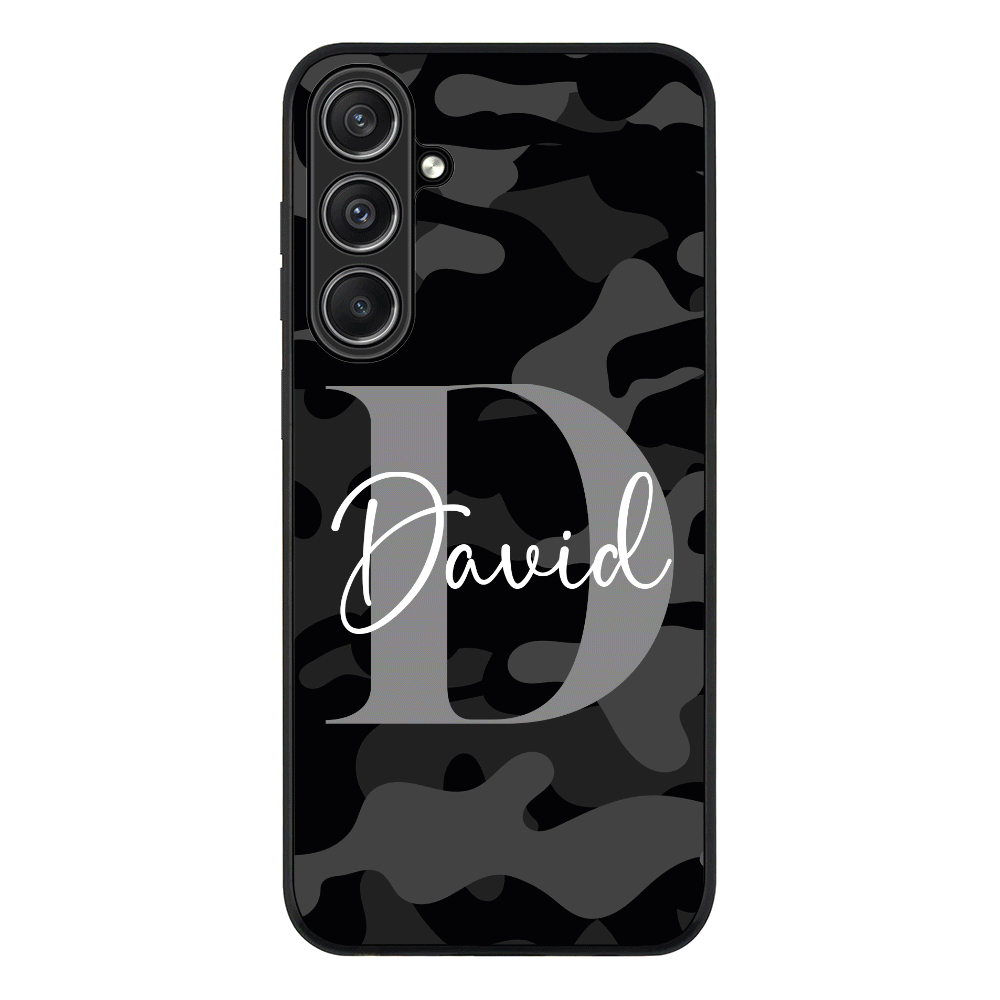 Samsung Galaxy S23 FE / Rugged Black Personalized Name Camouflage Military Camo Phone Case - Samsung S Series - Stylizedd.com