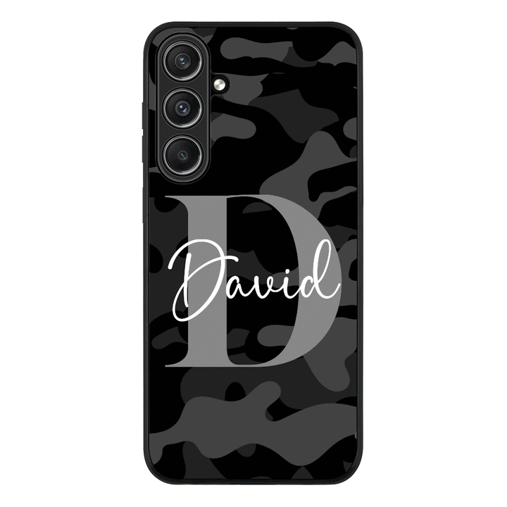 Samsung Galaxy S23 FE / Rugged Black Personalized Name Camouflage Military Camo Phone Case - Samsung S Series - Stylizedd.com