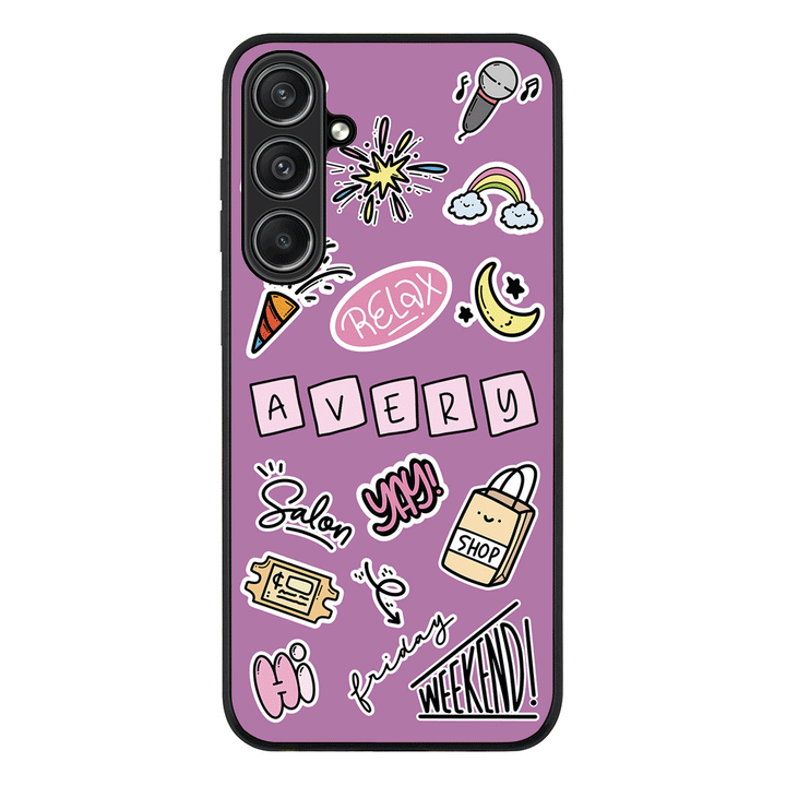 Samsung Galaxy S23 FE / Rugged Black Personalized Name Cute Weekend Girl Sticker, Phone Case - Samsung S Series - Stylizedd.com