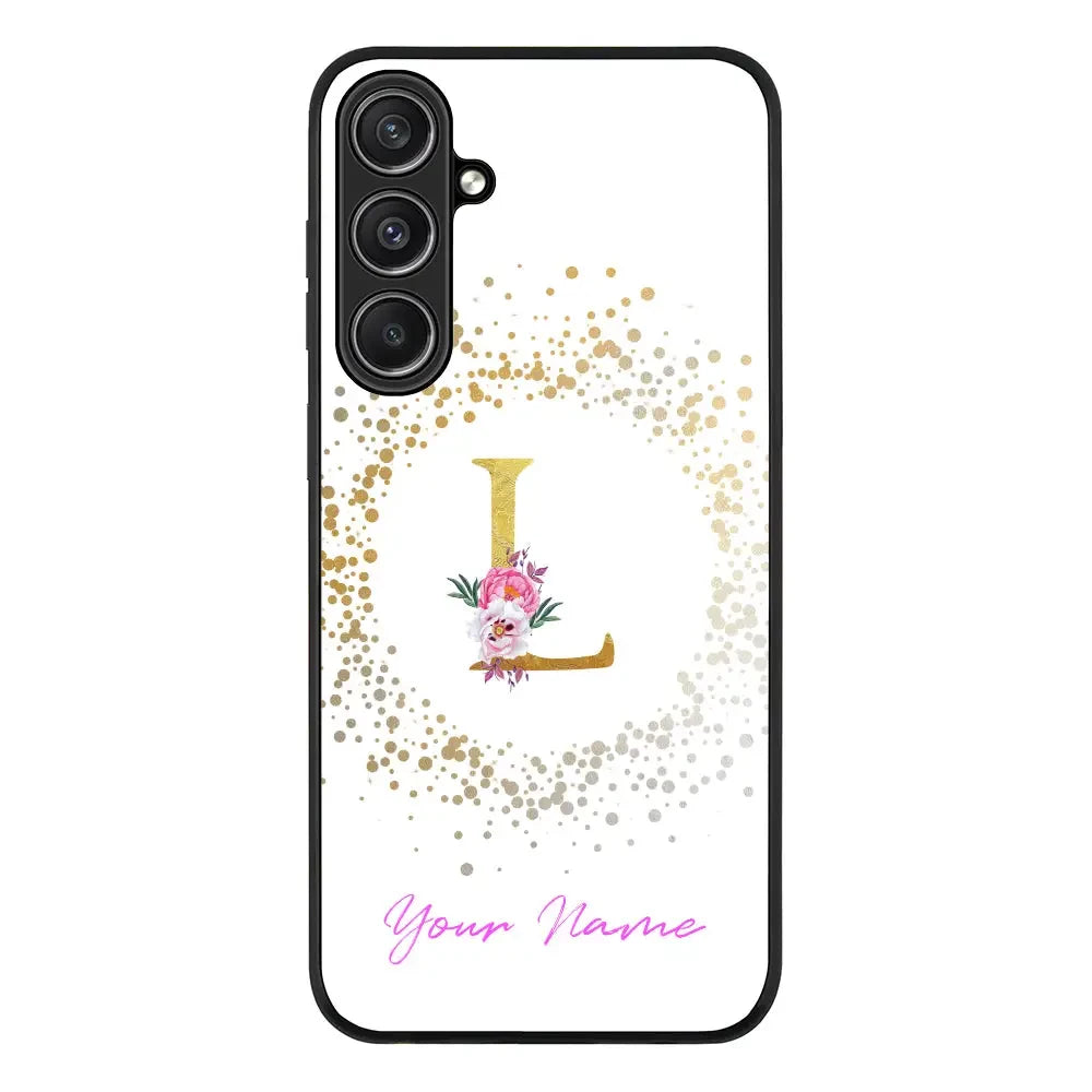 Floral Initial Phone Case - Samsung S Series - Galaxy S23 FE / Rugged Black - Stylizedd
