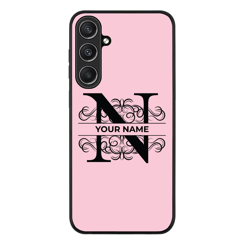 Samsung Galaxy S23 FE / Rugged Black Split Floral Initial Phone Case - Samsung S Series - Stylizedd.com