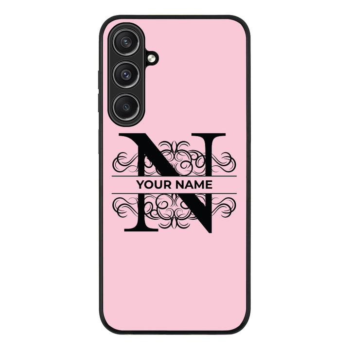 Samsung Galaxy S23 FE / Rugged Black Split Floral Initial Phone Case - Samsung S Series - Stylizedd.com