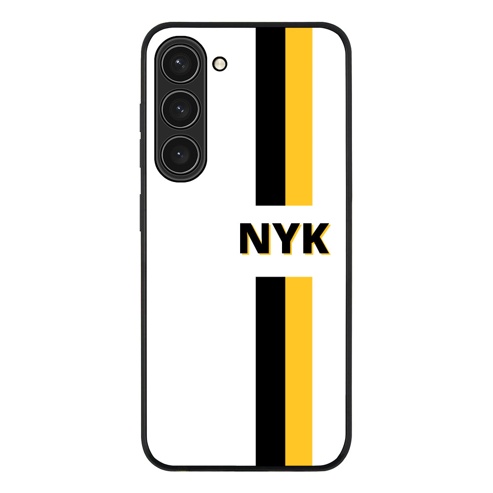 Samsung Galaxy S23 Plus / Rugged Black Custom Striped Monogram Phone Case - Samsung S Series - Stylizedd.com