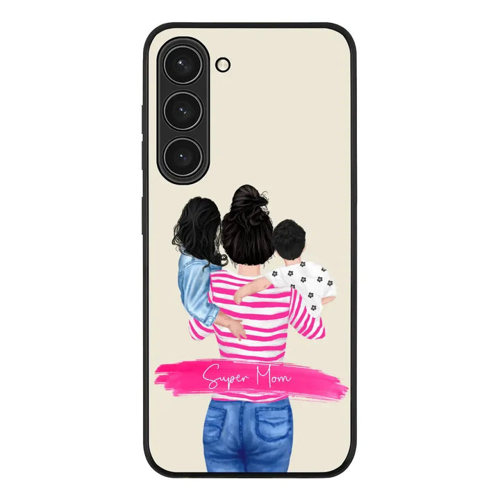 Samsung Galaxy S23 Plus / Rugged Black Phone Case Custom Clipart Text Mother Son & Daughter Phone Case - Samsung S Series - Stylizedd