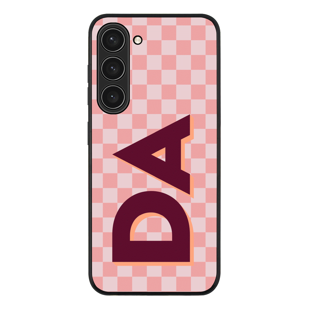 Samsung Galaxy S23 Plus / Rugged Black Custom Monogram Initial Small Checkerboard, Phone Case - Samsung S Series - Stylizedd.com