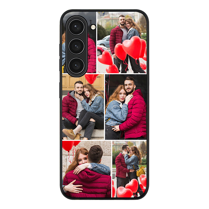 Samsung Galaxy S23 Plus / Rugged Black Personalised Valentine Photo Collage Grid, Phone Case - Samsung S Series - Stylizedd.com