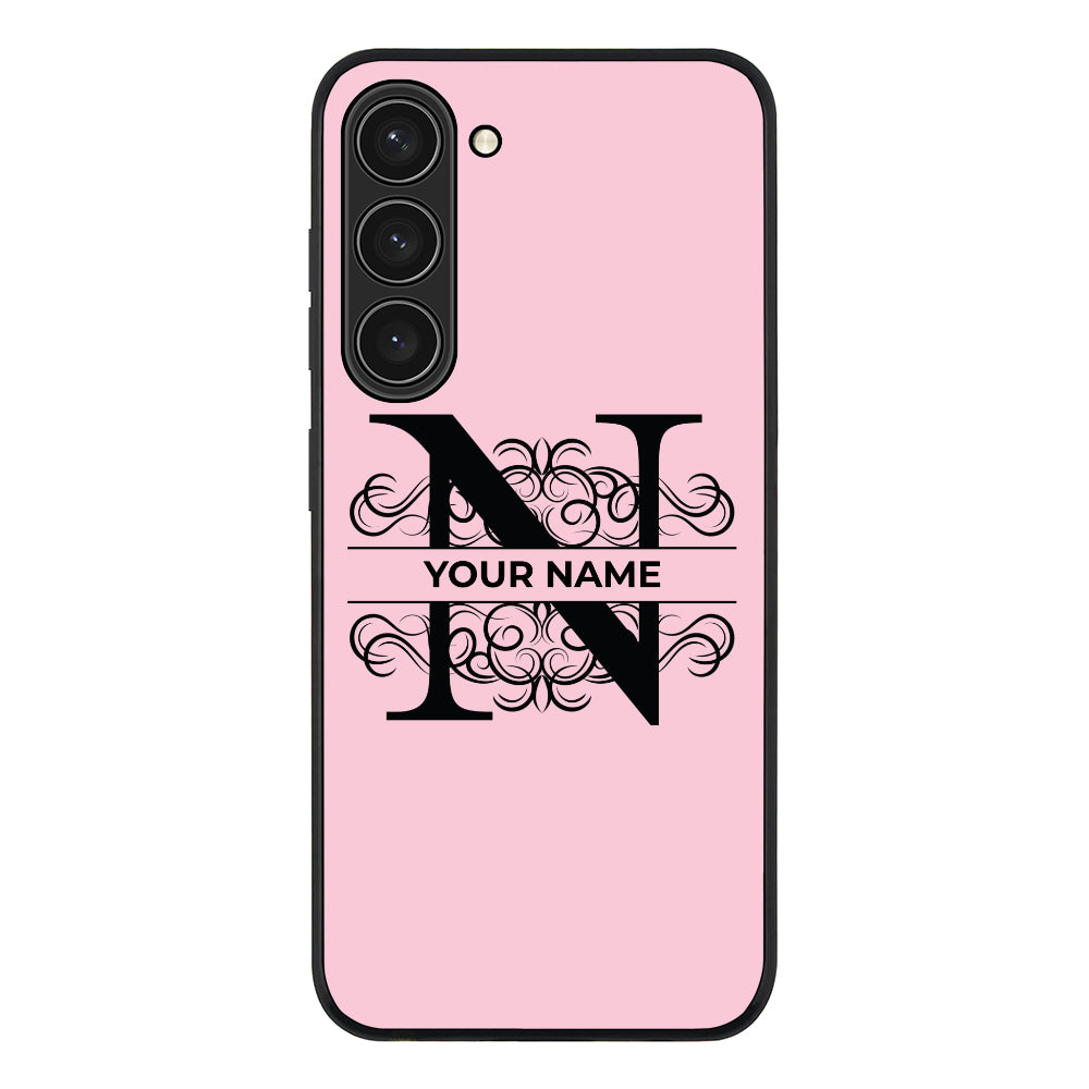 Samsung Galaxy S23 Plus / Rugged Black Split Floral Initial Phone Case - Samsung S Series - Stylizedd.com