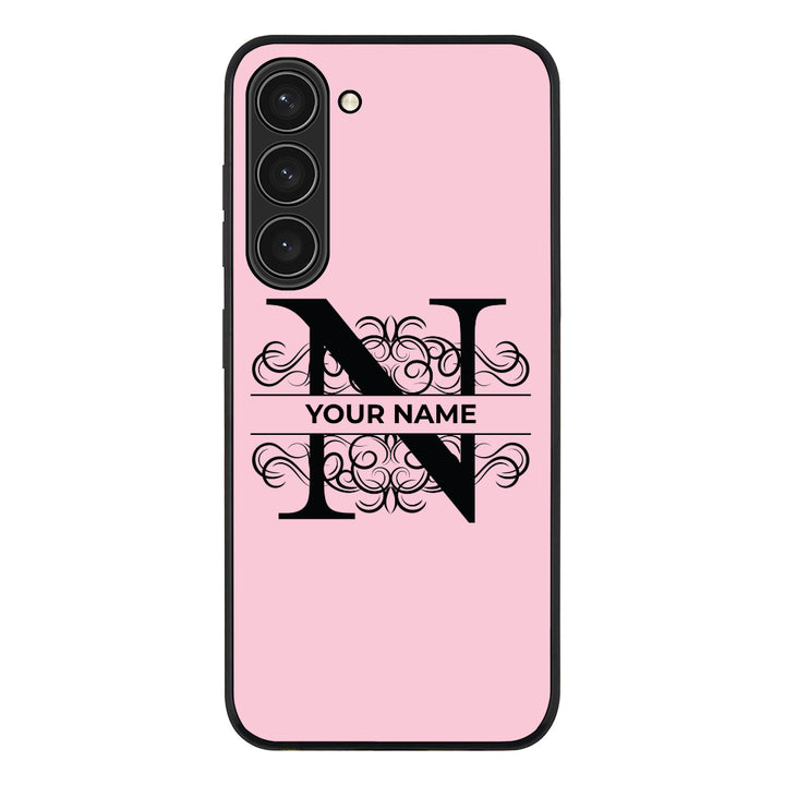 Samsung Galaxy S23 Plus / Rugged Black Split Floral Initial Phone Case - Samsung S Series - Stylizedd.com