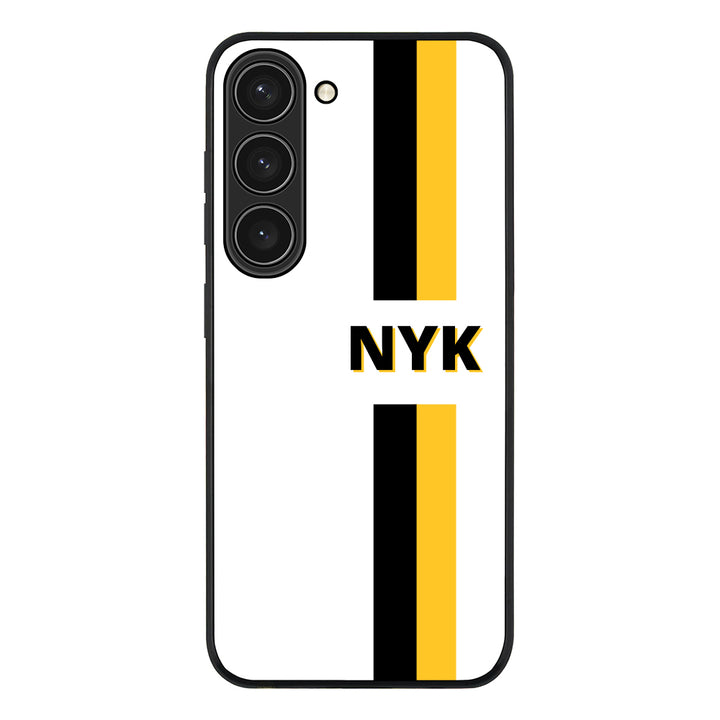 Samsung Galaxy S23 / Rugged Black Custom Striped Monogram Phone Case - Samsung S Series - Stylizedd.com