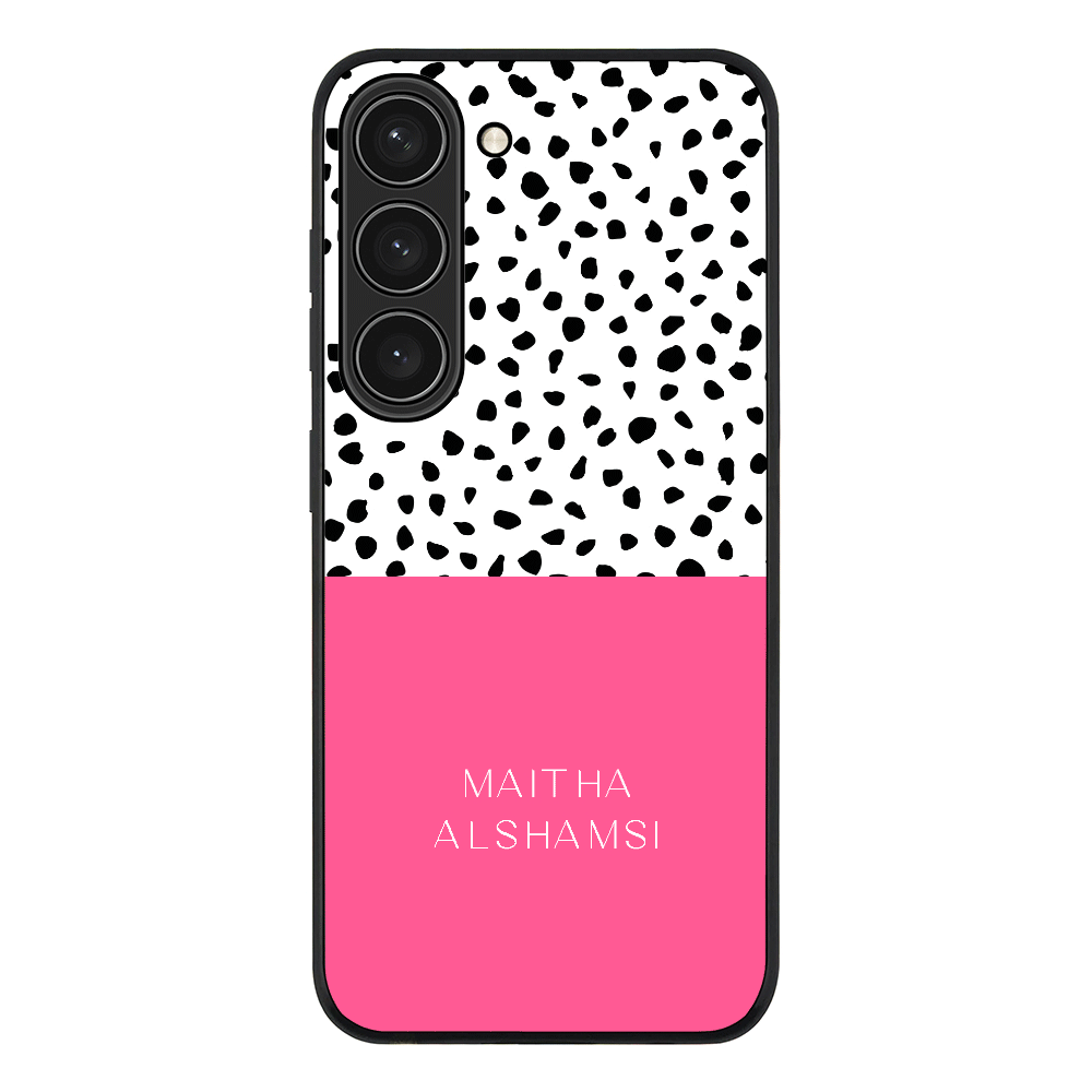 Samsung Galaxy S23 / Rugged Black Personalized Text Colorful Spotted Dotted, Phone Case - Samsung S Series - Stylizedd.com