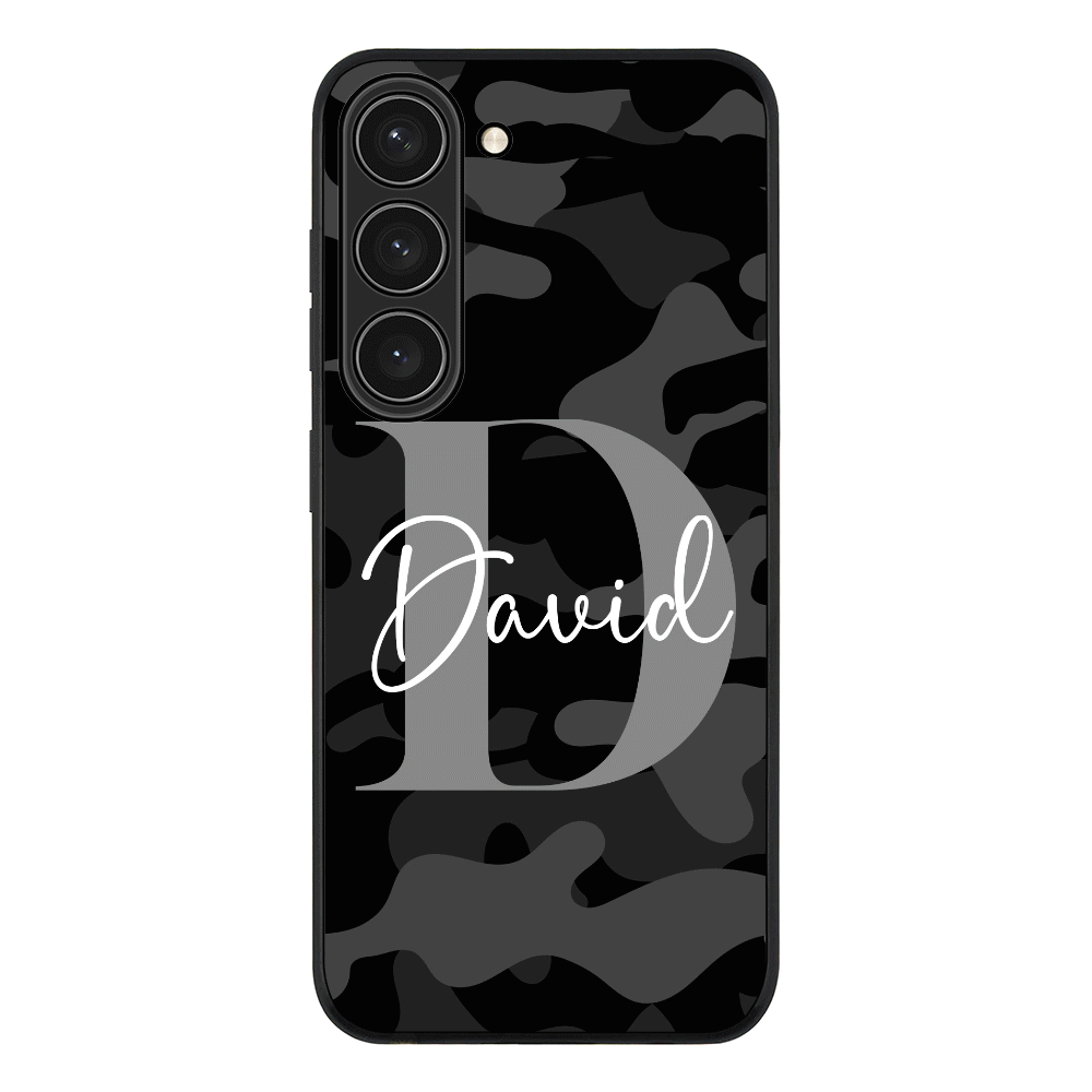 Samsung Galaxy S23 / Rugged Black Personalized Name Camouflage Military Camo Phone Case - Samsung S Series - Stylizedd.com