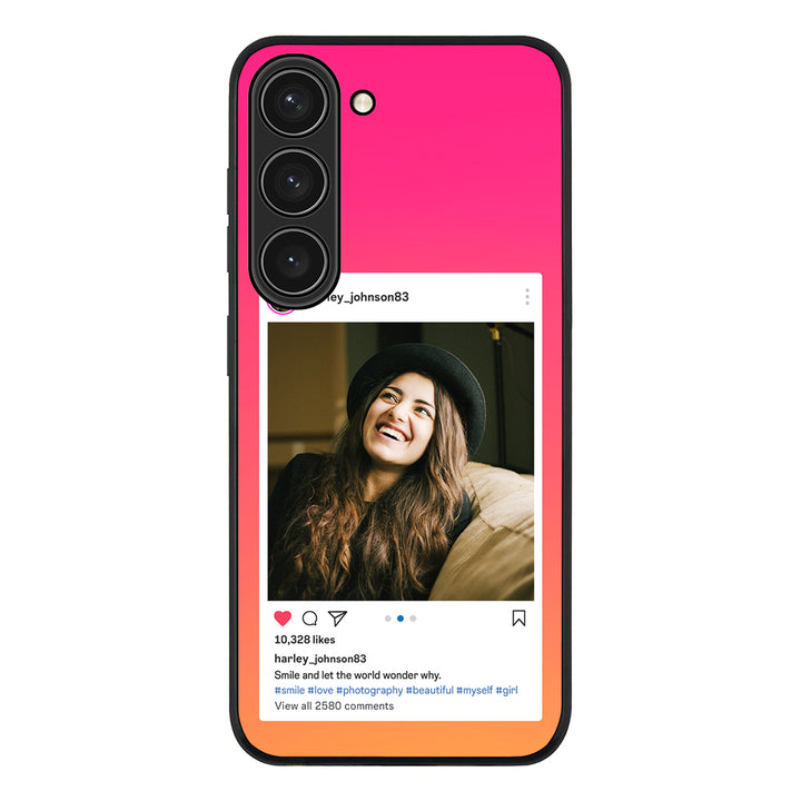 Samsung Galaxy S23 / Rugged Black Custom Photo Instagram Post Template, Phone Case - Samsung S Series - Stylizedd.com