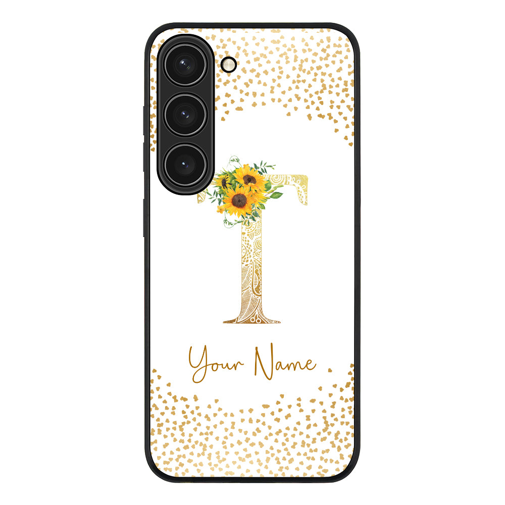 Samsung Galaxy S23 / Rugged Black Floral Mandala Initial Phone Case - Samsung S Series - Stylizedd.com
