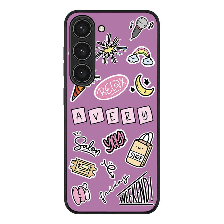 Samsung Galaxy S23 / Rugged Black Personalized Name Cute Weekend Girl Sticker, Phone Case - Samsung S Series - Stylizedd.com