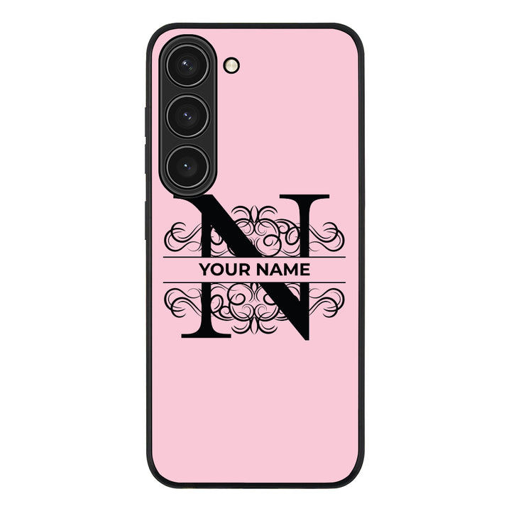 Samsung Galaxy S23 / Rugged Black Split Floral Initial Phone Case - Samsung S Series - Stylizedd.com
