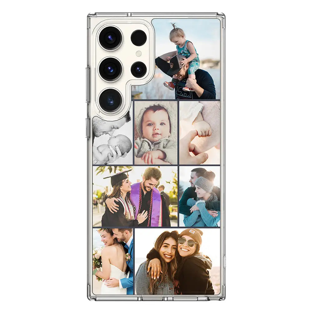 Personalised Photo Collage Grid Phone Case - Samsung S Series - Galaxy S24 Ultra / Clear Classic