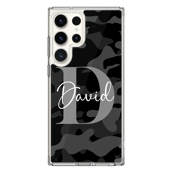 Samsung Galaxy S25 Ultra / Clear Classic Personalized Name Camouflage Military Camo Phone Case - Samsung S Series - Stylizedd.com