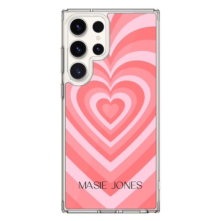 Samsung Galaxy S25 Ultra / Clear Classic Personalized Name Retro Hearts, Phone Case - Samsung S Series - Stylizedd.com