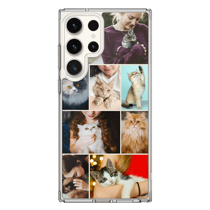 Samsung Galaxy S25 Ultra / Clear Classic Personalised Photo Collage Grid Pet Cat, Phone Case - Samsung S Series - Stylizedd.com