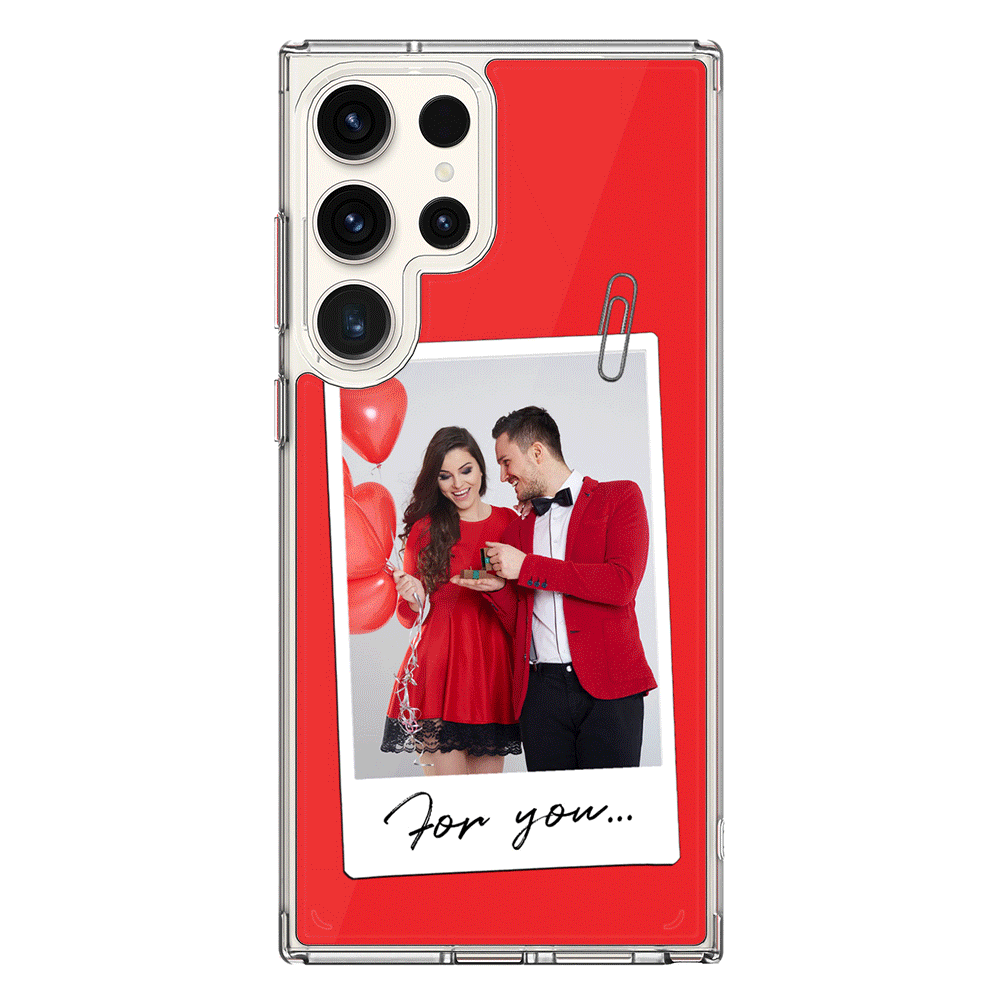 Personalized Polaroid Photo Valentine Phone Case - Samsung S Series - Galaxy S24 Ultra / Clear