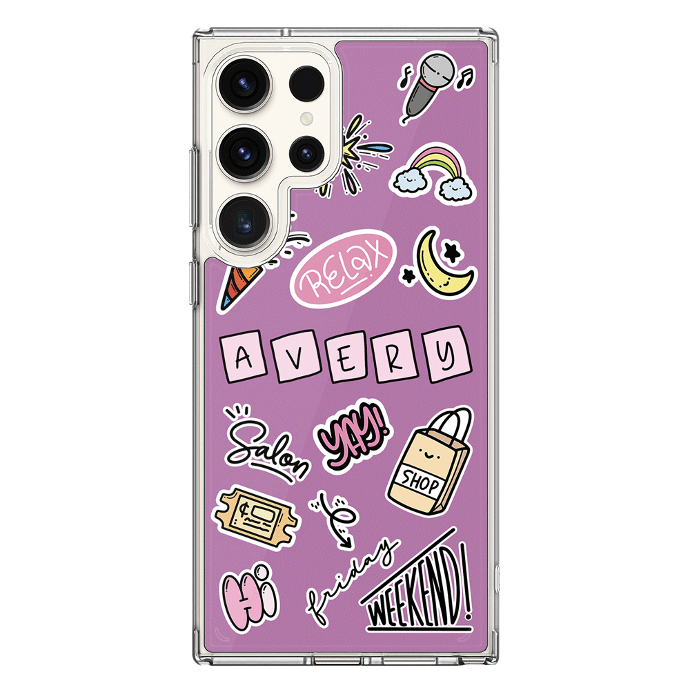 Samsung Galaxy S25 Ultra / Clear Classic Personalized Name Cute Weekend Girl Sticker, Phone Case - Samsung S Series - Stylizedd.com