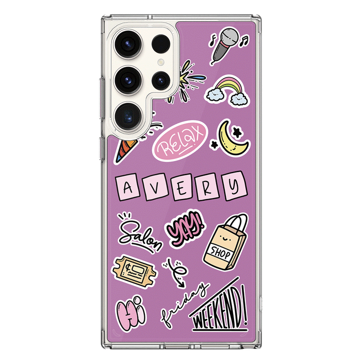 Samsung Galaxy S25 Ultra / Clear Classic Personalized Name Cute Weekend Girl Sticker, Phone Case - Samsung S Series - Stylizedd.com