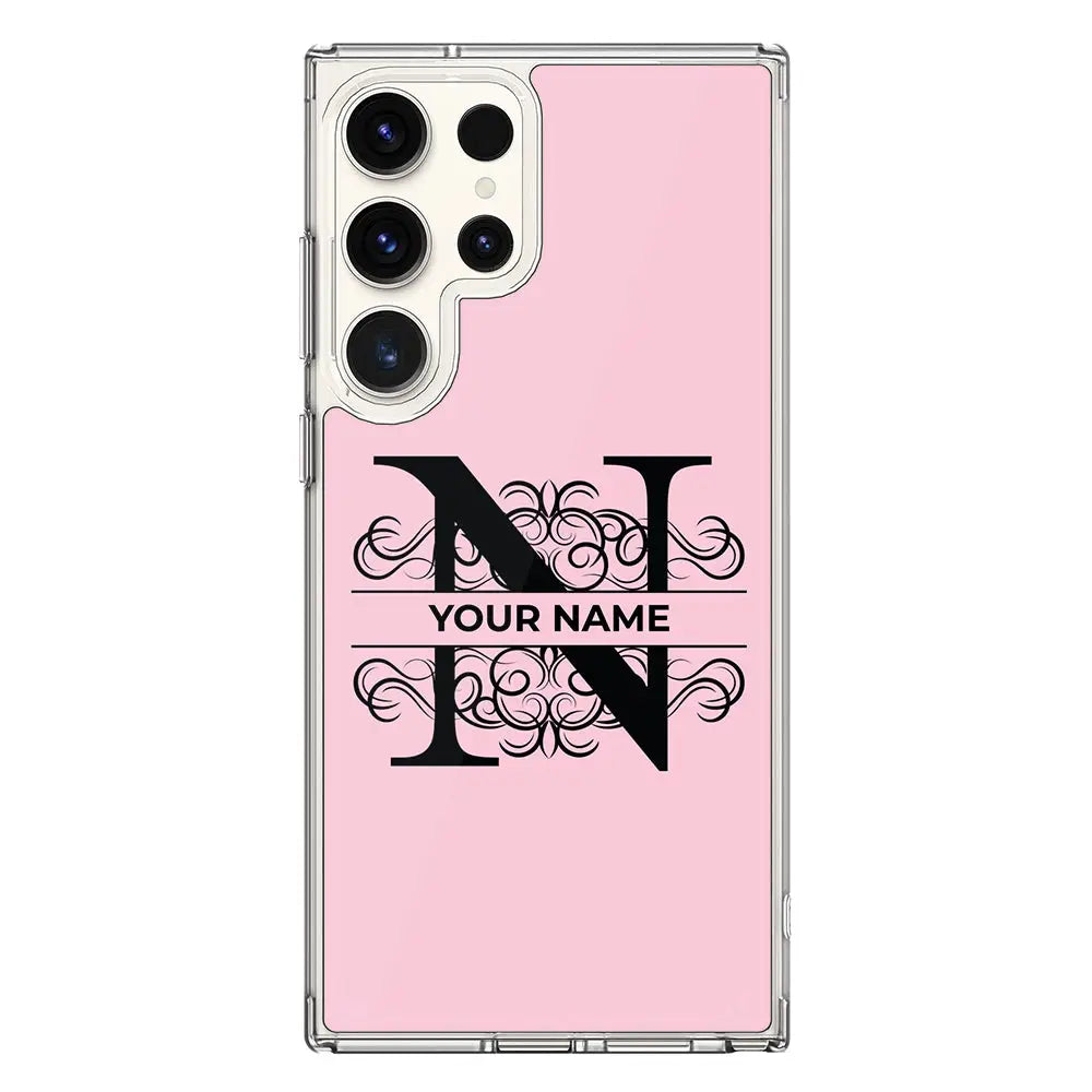 Split Floral Initial Phone Case - Samsung S Series - Galaxy S24 Ultra / Clear Classic - Stylizedd