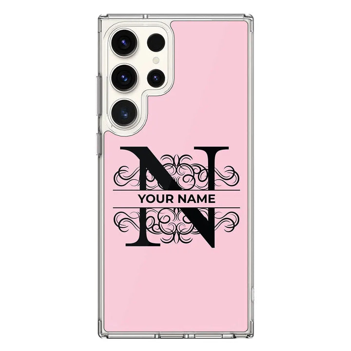 Split Floral Initial Phone Case - Samsung S Series - Galaxy S23 Ultra / Clear Classic - Stylizedd