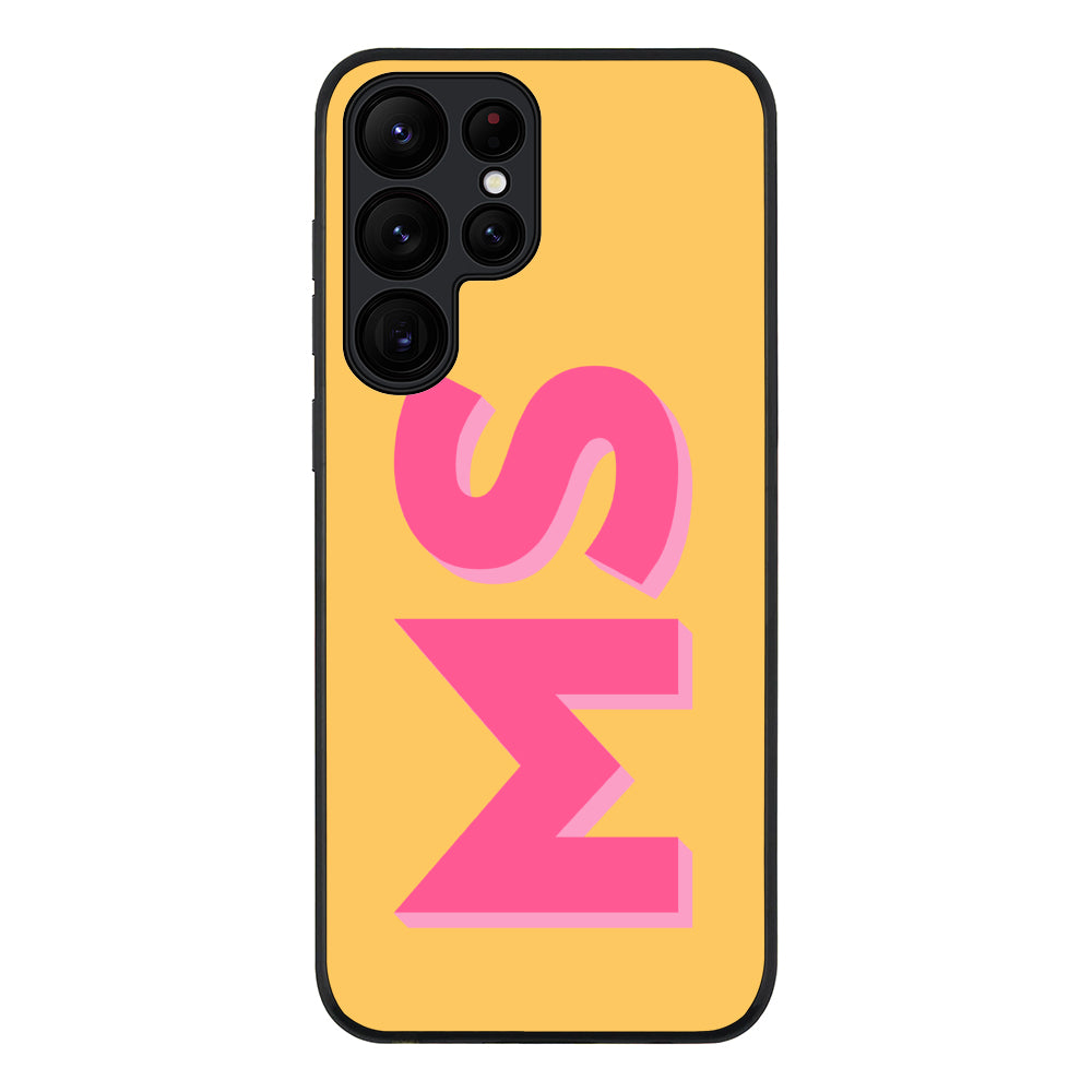 Samsung Galaxy S23 Ultra / Rugged Black Personalized Monogram Initial 3D Shadow Text Phone Case - Samsung S Series - Stylizedd.com