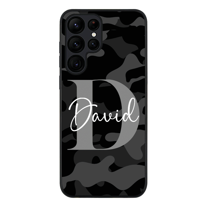 Samsung Galaxy S23 Ultra / Rugged Black Personalized Name Camouflage Military Camo Phone Case - Samsung S Series - Stylizedd.com