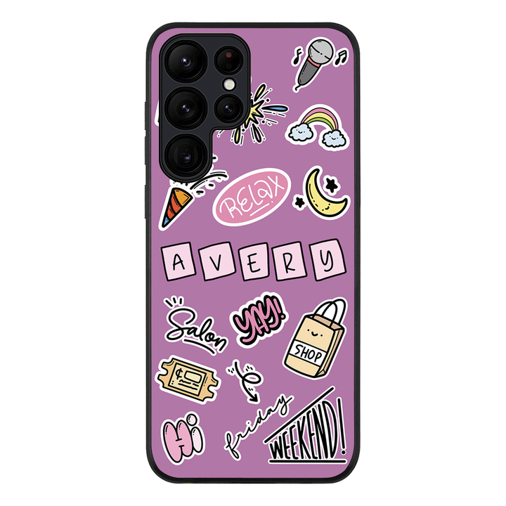 Samsung Galaxy S23 Ultra / Rugged Black Personalized Name Cute Weekend Girl Sticker, Phone Case - Samsung S Series - Stylizedd.com