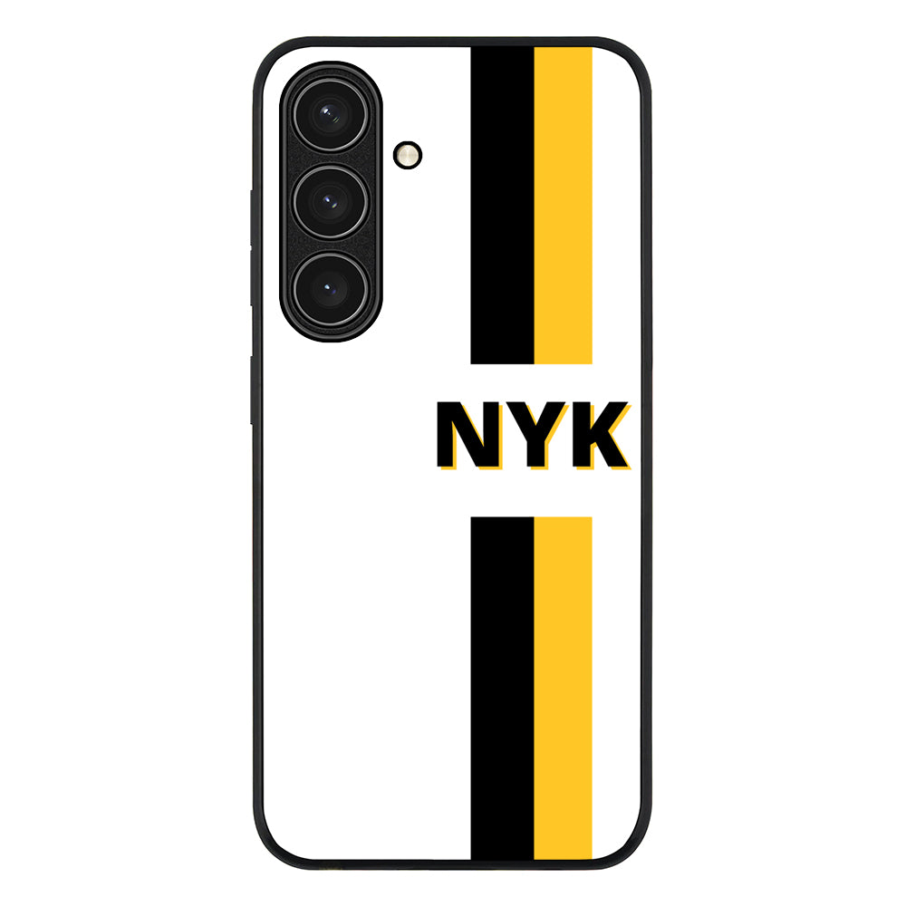 Samsung Galaxy S24 FE / Rugged Black Custom Striped Monogram Phone Case - Samsung S Series - Stylizedd.com