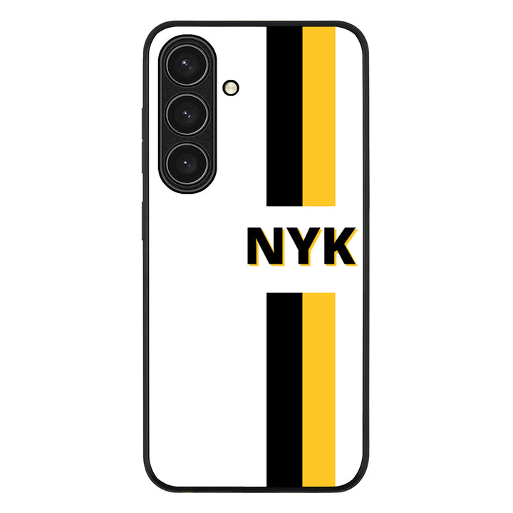 Samsung Galaxy S24 FE / Rugged Black Custom Striped Monogram Phone Case - Samsung S Series - Stylizedd.com