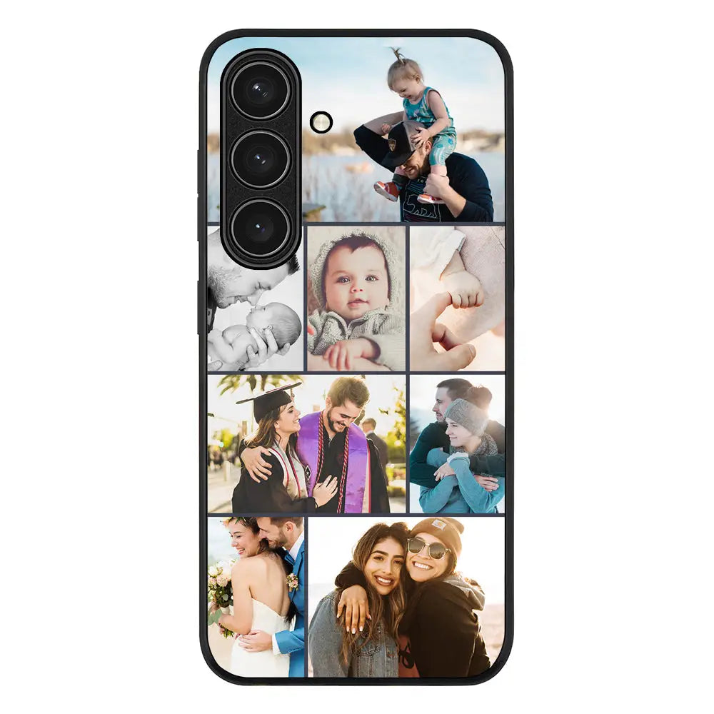 Personalised Photo Collage Grid Phone Case - Samsung S Series - Galaxy S24 FE / Rugged Black