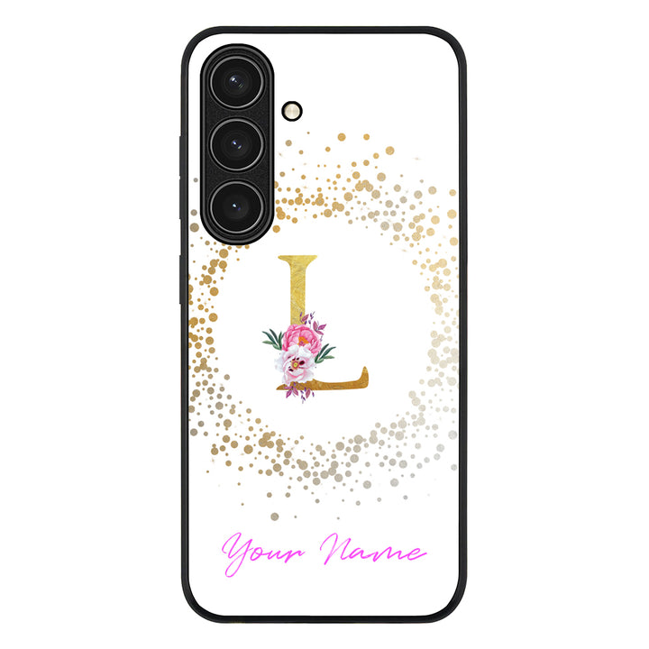 Samsung Galaxy S24 FE / Rugged Black Floral Initial Phone Case - Samsung S Series - Stylizedd.com
