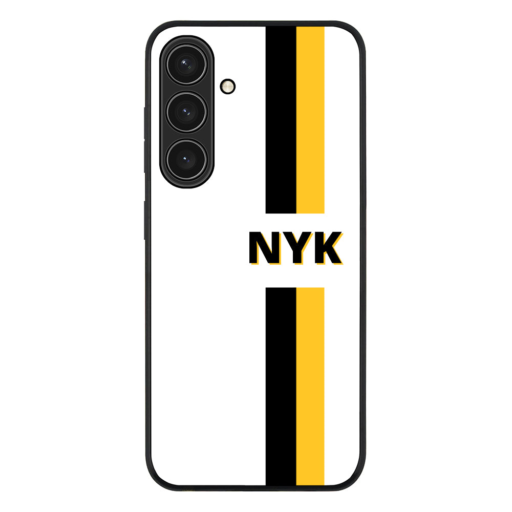 Samsung Galaxy S24 Plus / Rugged Black Custom Striped Monogram Phone Case - Samsung S Series - Stylizedd.com