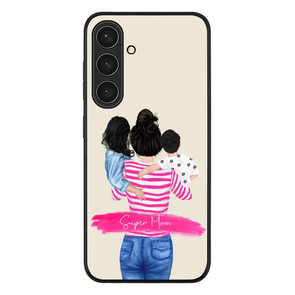 Samsung Galaxy S24 Plus / Rugged Black Phone Case Custom Clipart Text Mother Son & Daughter Phone Case - Samsung S Series - Stylizedd