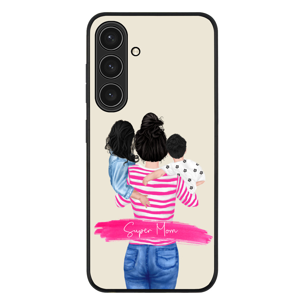 Samsung Galaxy S24 Plus / Rugged Black Custom Clipart Text Mother Son & Daughter Phone Case - Samsung S Series - Stylizedd.com