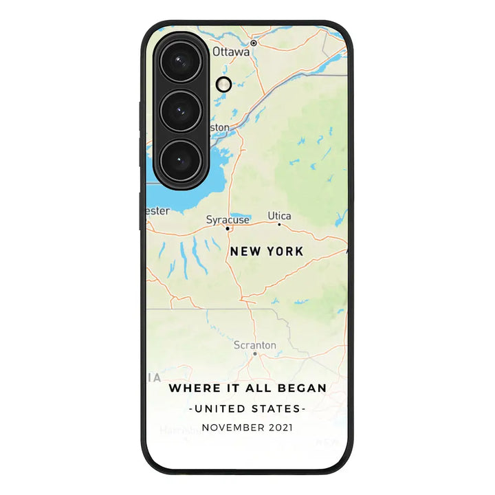 Personalized map Phone Case - Samsung S Series - Galaxy S25 / Rugged Black - Stylizedd