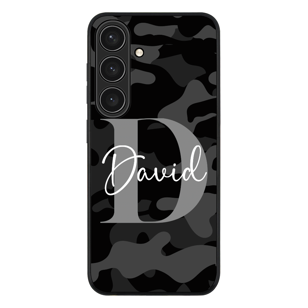 Samsung Galaxy S25 / Rugged Black Personalized Name Camouflage Military Camo Phone Case - Samsung S Series - Stylizedd.com