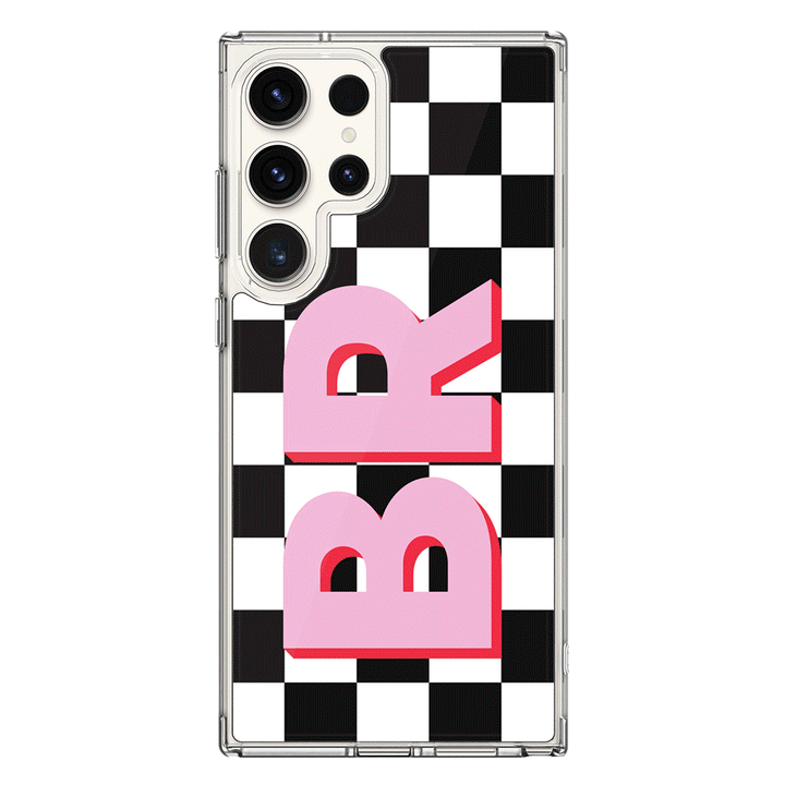 Samsung Galaxy S24 Ultra / Clear MagSafe Custom Monogram Initial Checkerboard, Phone Case - Samsung S Series - Stylizedd.com
