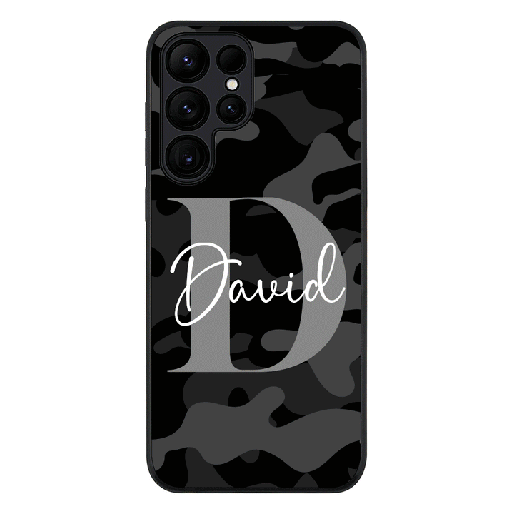 Samsung Galaxy S25 Ultra / Rugged Black Personalized Name Camouflage Military Camo Phone Case - Samsung S Series - Stylizedd.com