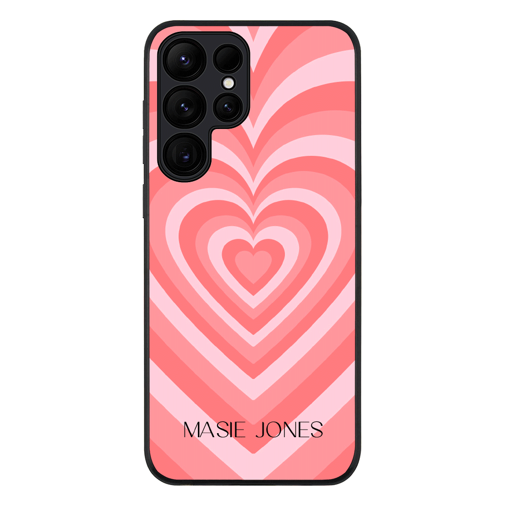 Samsung Galaxy S25 Ultra / Rugged Black Personalized Name Retro Hearts, Phone Case - Samsung S Series - Stylizedd.com